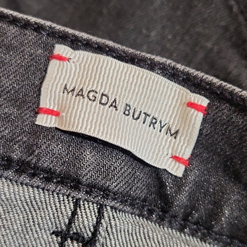 Magda Butrym Black Cotton Denim Jeans W Stirrups Size 2 Revolve - Picture 8 of 13